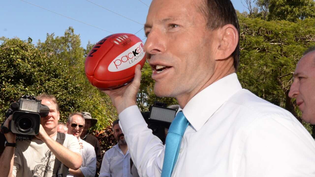 Opposition Leader Tony Abbott campaigning in Brisbane