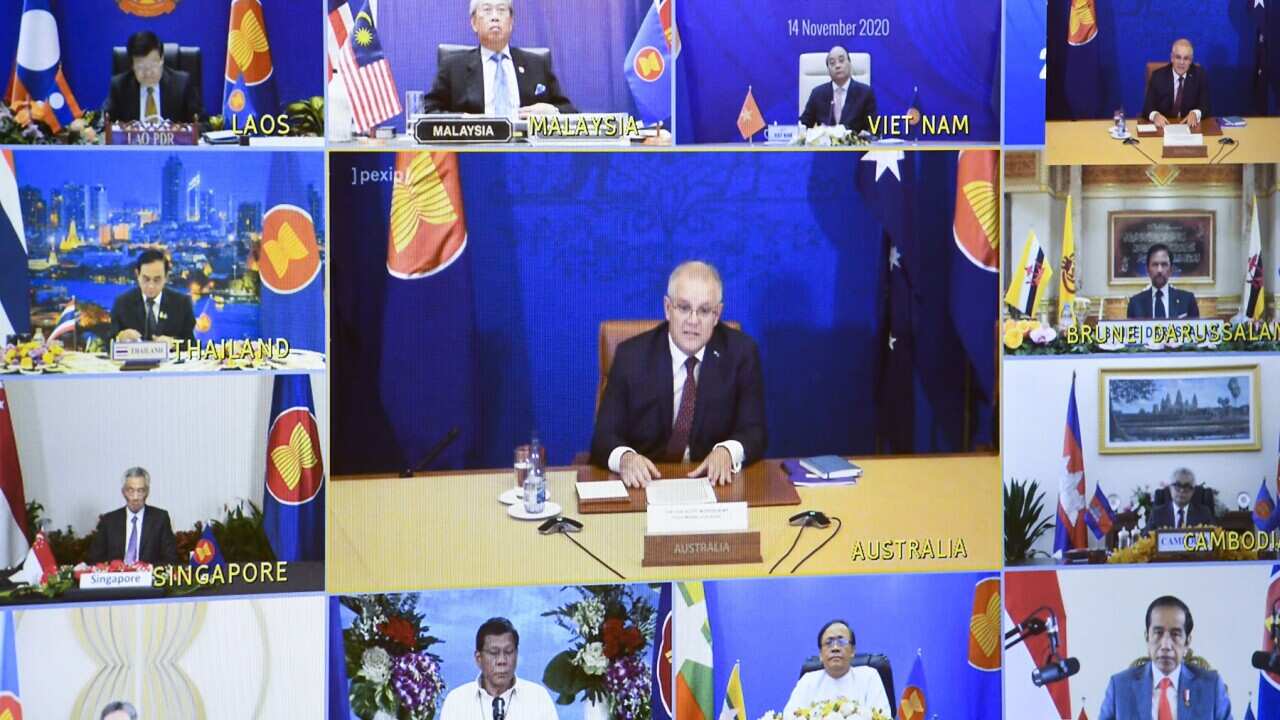 Australian Prime Minister Scott Morrison addresses leaders at the ASEAN-Australia Leaders' Summit held online this year. 