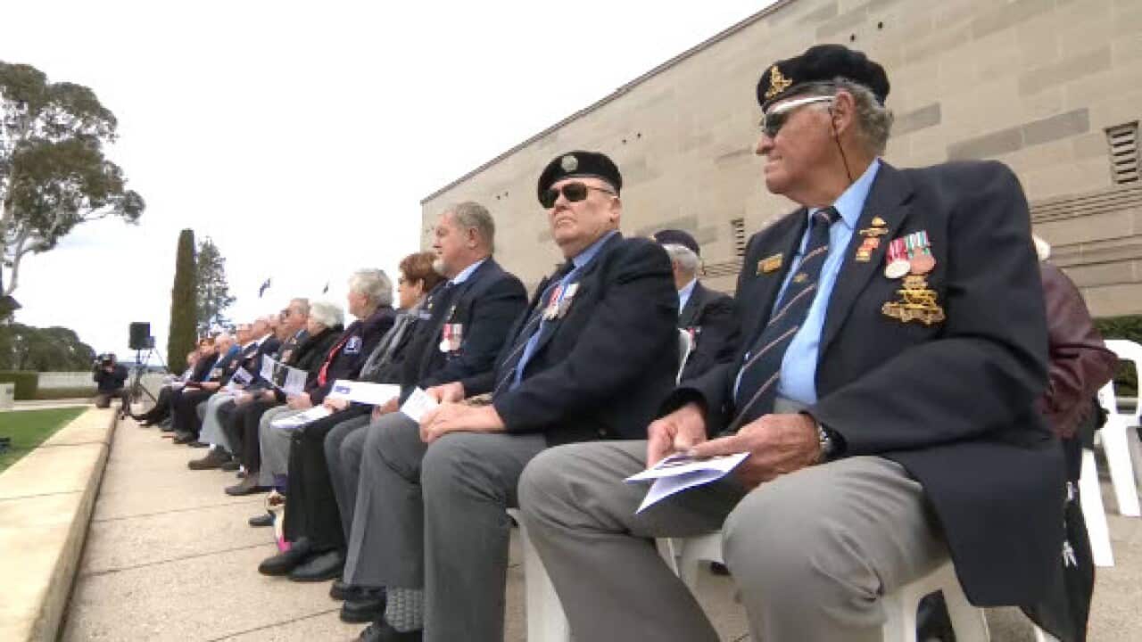 A ceremony at the Australian War Memorial commemorating the service of national servicemen