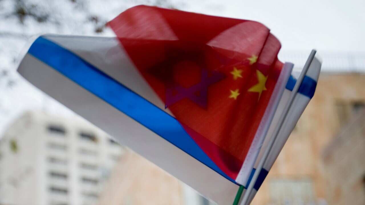 Israeli and Chinese flags.