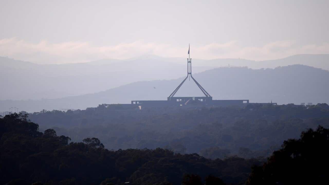 Early morning view of Parliament House in Canberra, Wednesday, November 15, 2017. (AAP Image/Lukas Coch) NO ARCHIVING