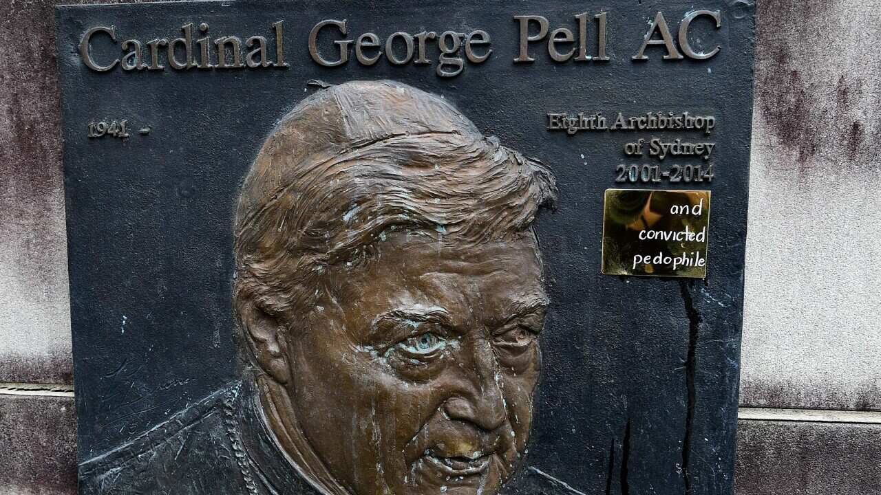 The plaque at St Mary's Cathedral last week.
