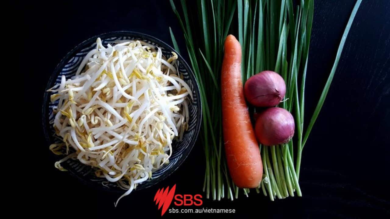 Ingredients for Vietnamese pickled bean sprouts