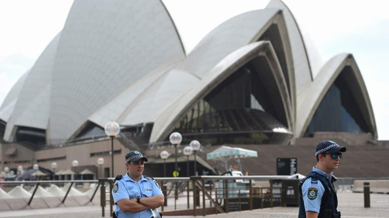 Police officers near the Sydney Opera House