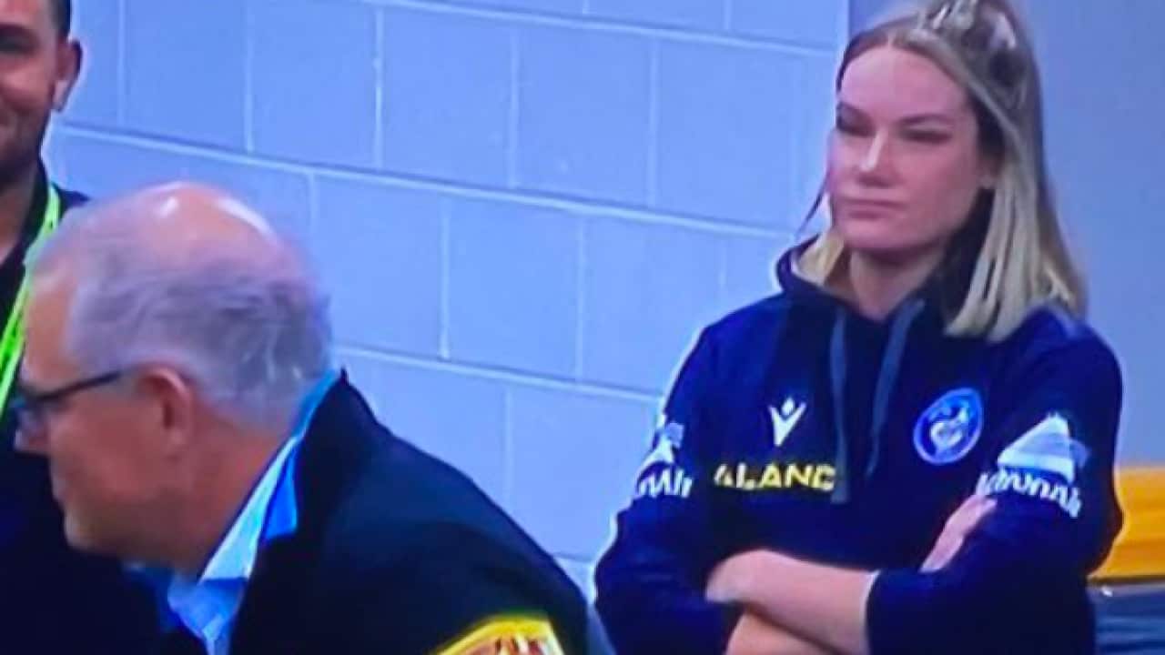 Tahleya Eggers was captured on video looking less than impressed with Prime Minister Scott Morrison's visit.