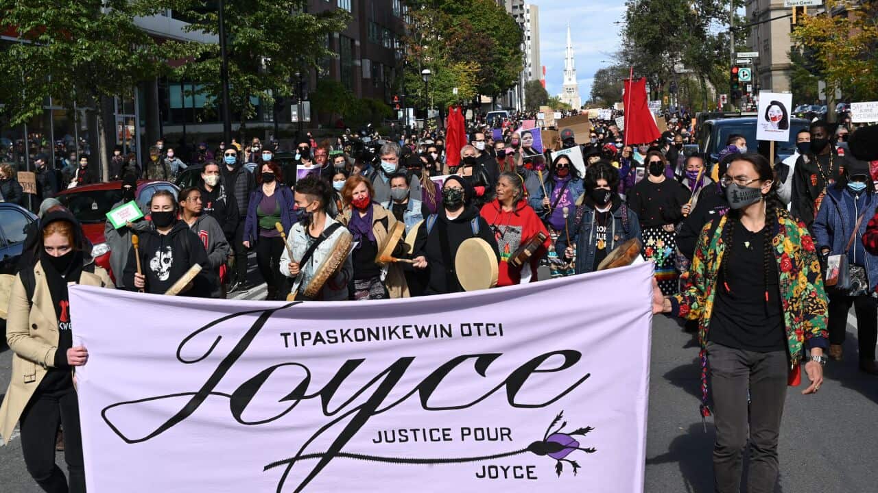 Demonstrators in Montreal demand action following the death of Joyce Echaquan.