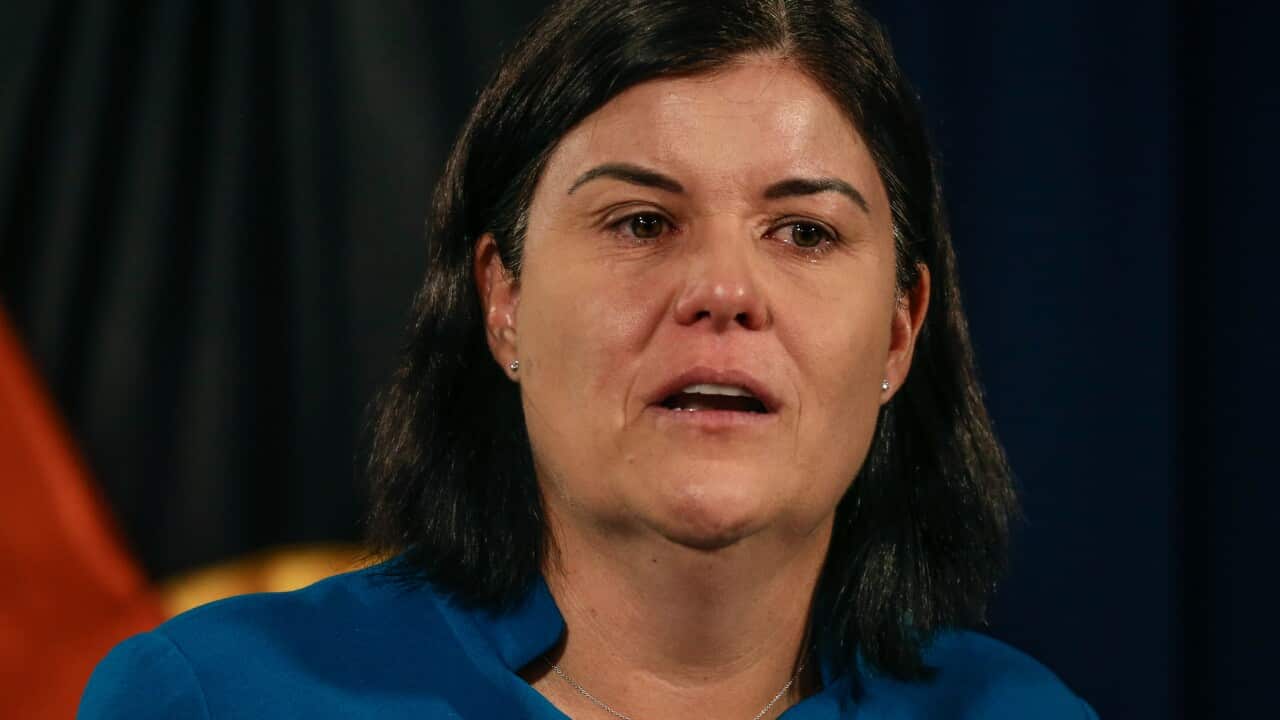 Natasha Fyles speaking at a lectern