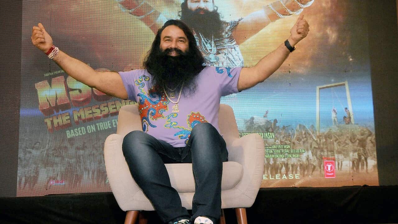 India's self-styled guru and spiritual leader Gurmeet Ram Rahim Singh poses prior to the release of his film 'MSG Messenger of God' II' 2015.