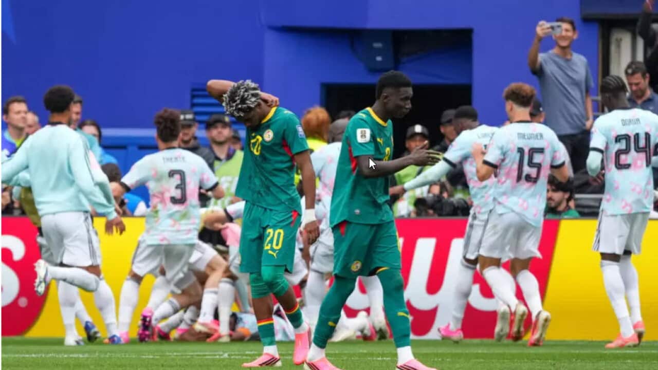 Defaite du Senegal en 16eme de finale. Battu 3-2 par la Belgique.jpg