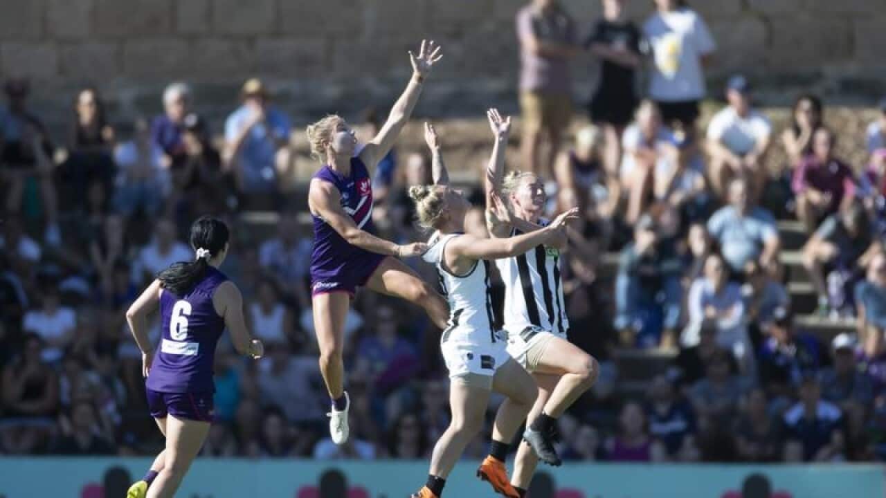 Fremantle's Kellie Gibson in action against Collingwood
