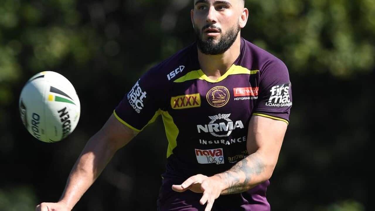 NRL player Jack Bird of the Brisbane Broncos during training.