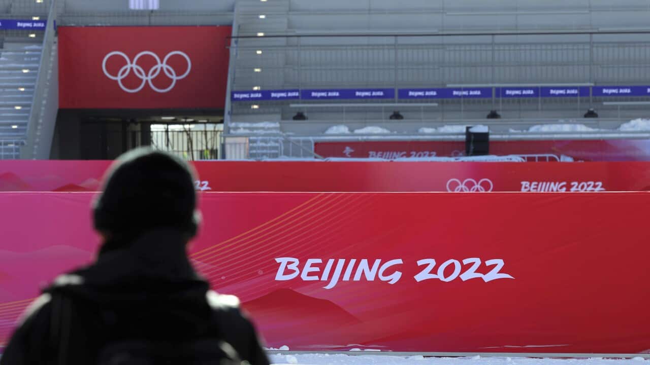 The Kuyangshu Ski Jumping Field, the venue for ski jumping, in Zhangjiakou, China on January 15, 2022