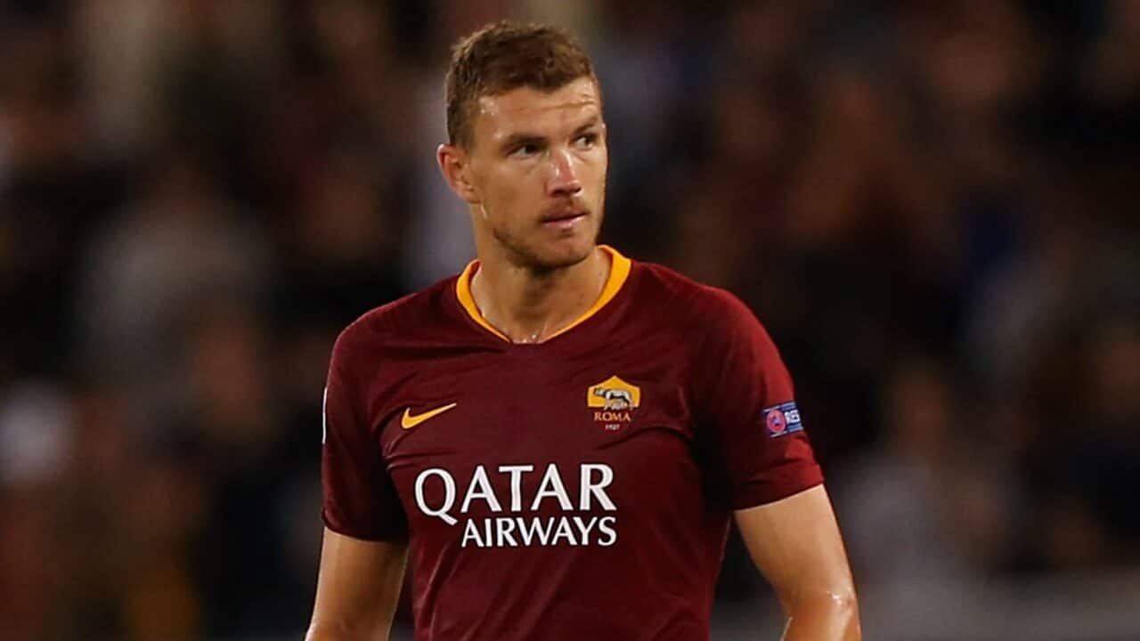 Edin Dzeko in action for Roma