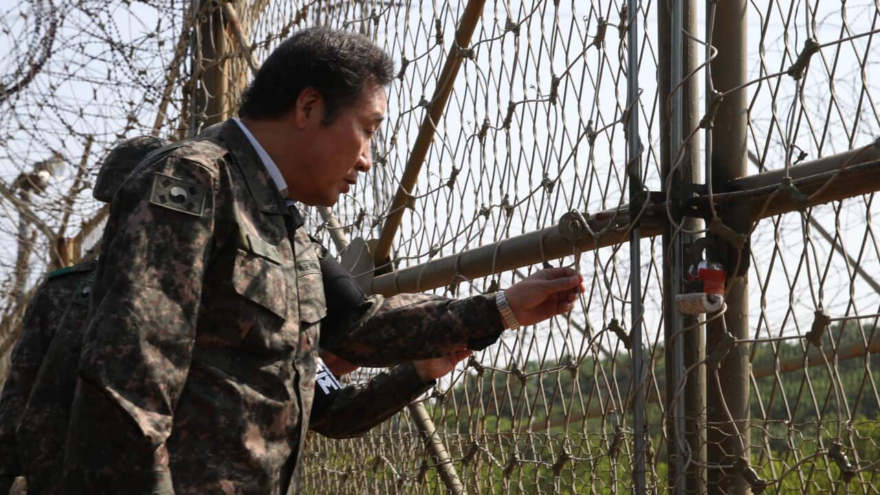 South Korean Prime Minister Lee Nak-yon visits the southern-side boundary of Korea's Demilitarized Zone (DMZ) in Paju