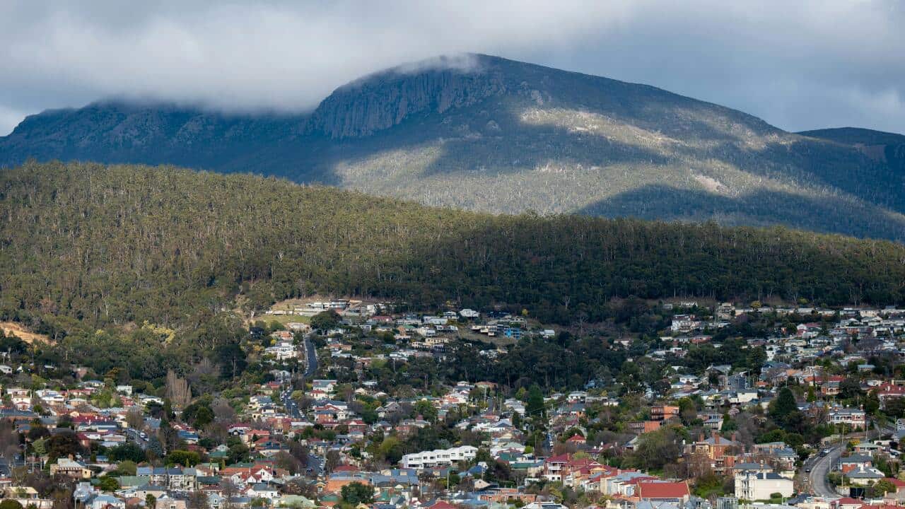A general view of Hobart with Mount Wellington.
