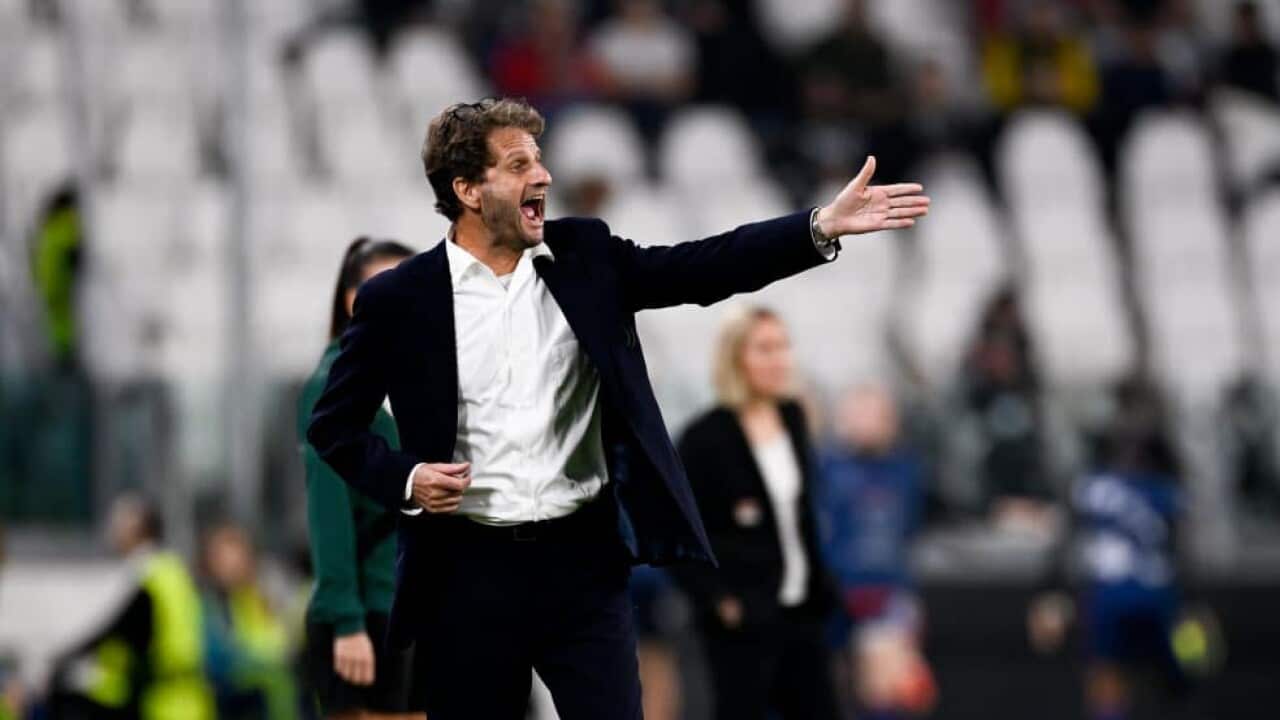 Joe Montemurro marshals Juventus during their Champions League fixture against Lyon.