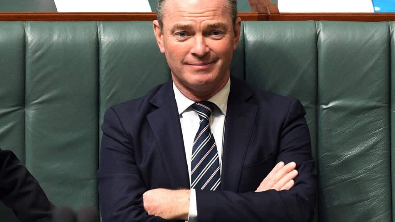Australian Minister for Industry Christopher Pyne reacts