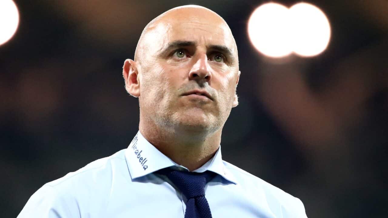 Kevin Muscat reacts on the sideline