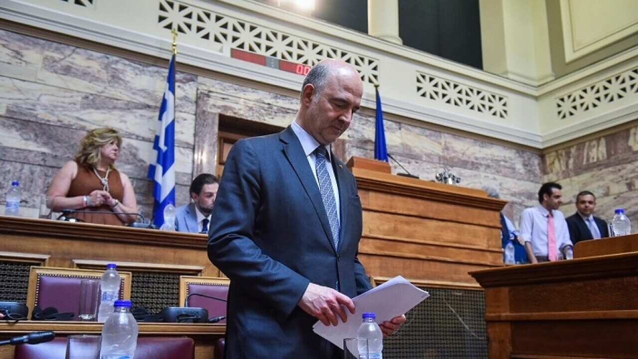 European Commissioner for Economic and Financial Affairs Pierre Moscovici at the Hellenic Parliament.
