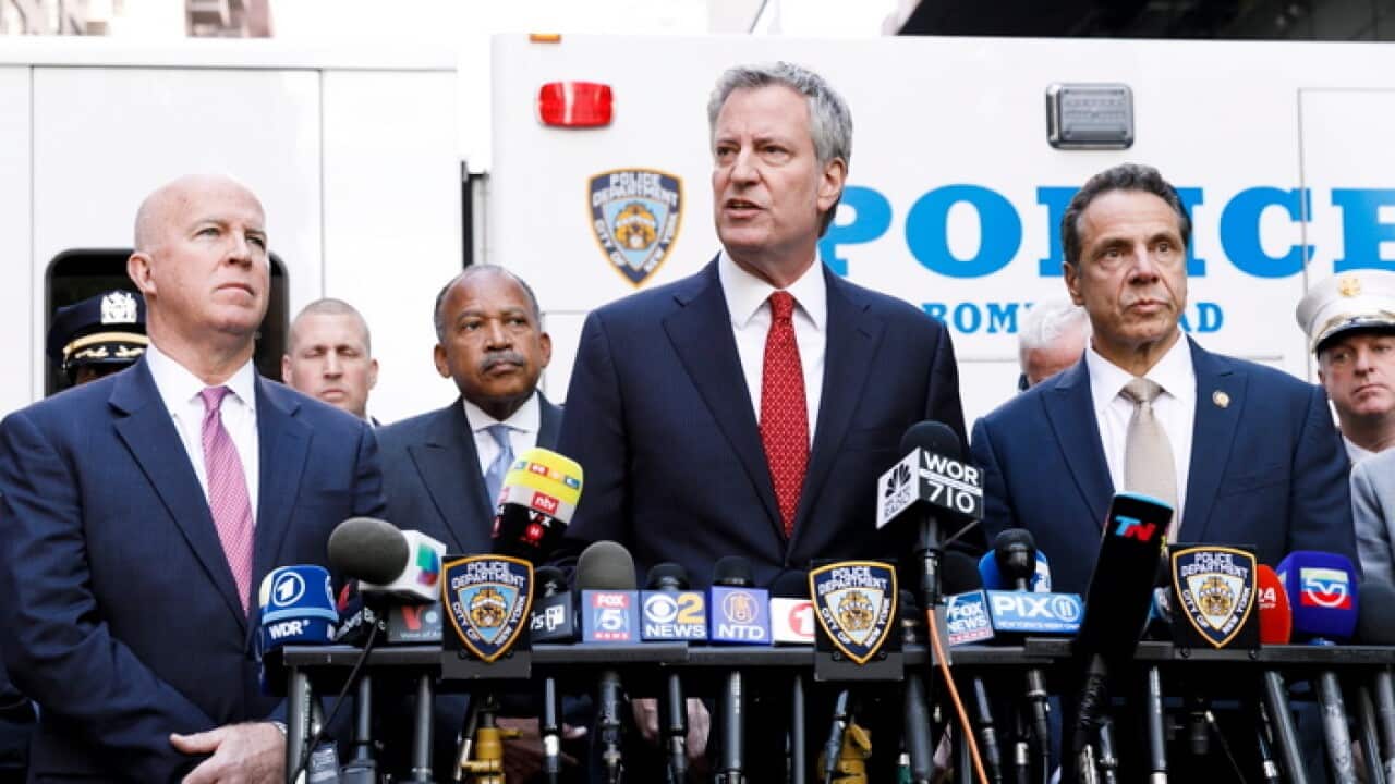 New York officials address the media after a suspicious package at CNN