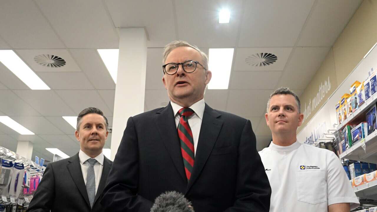 Prime Minister Anthony Albanese and Minister for Health Mark Butler at a press conference after visiting a chemist store in Kingston in Canberra, Wednesday, September 7, 2022.