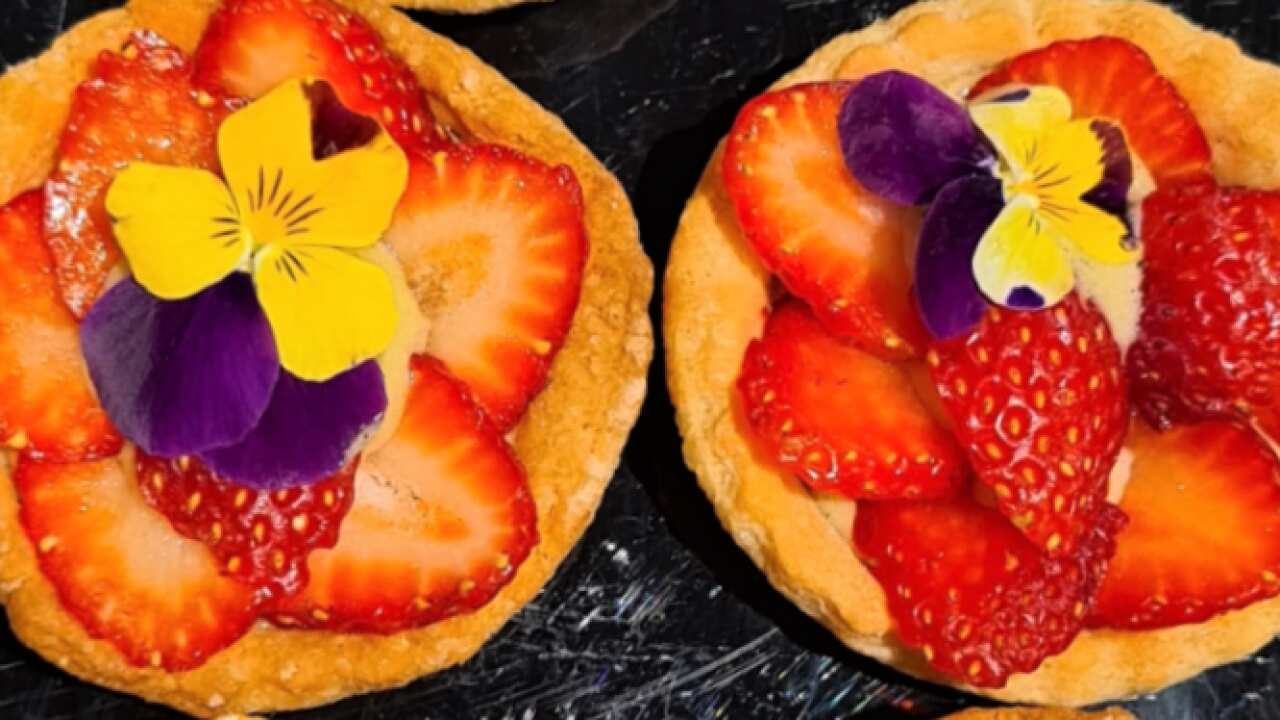 crostatine vegane con crema e frutta fresca