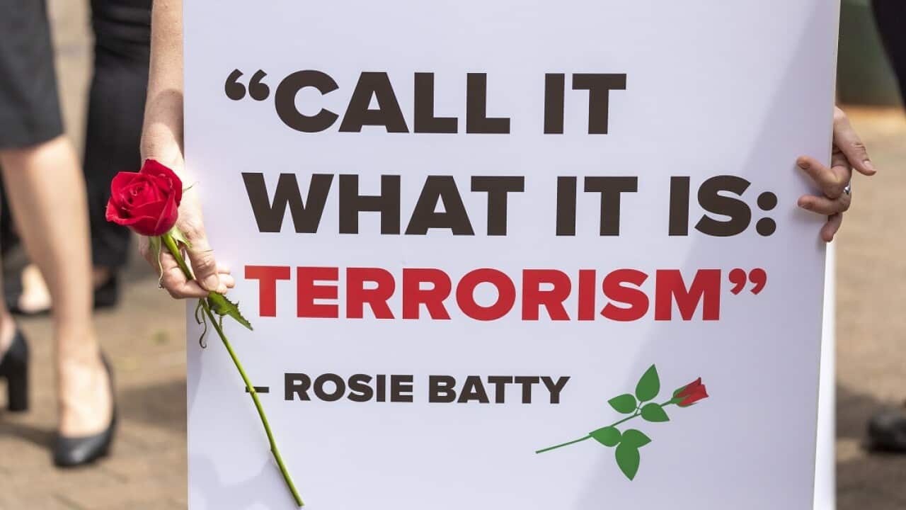 The Red Rose rally outside Queensland Parliament House to honour women lost to violence.