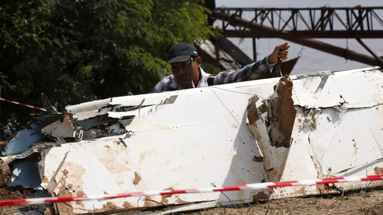 A destroyed section of the Lao Airlines