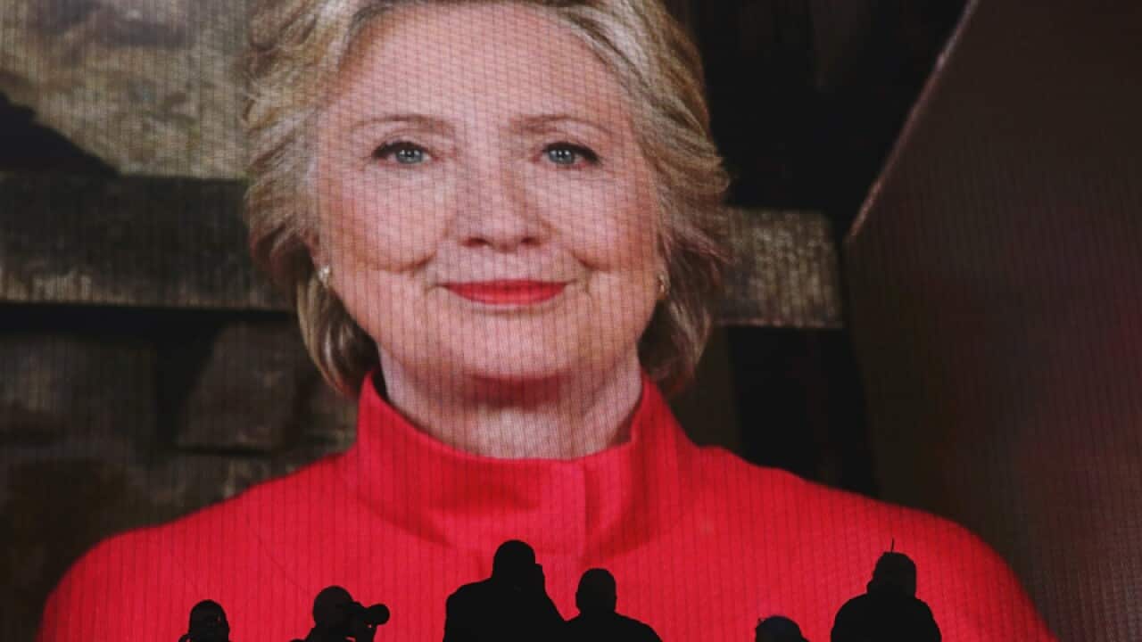 Hillary Clinton appears live via satellite