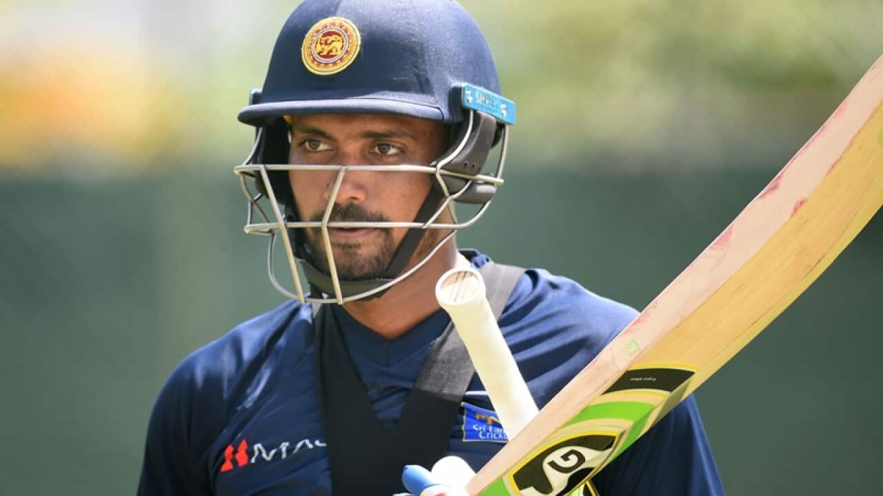Sri Lankan cricketer Danushka Gunathilaka takes part in a training session at the Sinhalese Sports Club (SSC) cricket stadium in Colombo on July 18, 2018, ahead of the second Test match between Sri Lanka and South Africa. / AFP PHOTO / Ishara S. KODIKARA