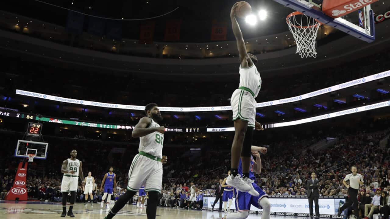 Boston Celtics' Jaylen Brown in acton