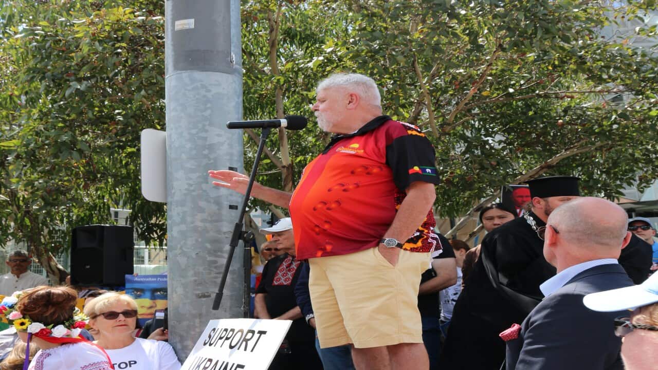 Professor Mark Rose - Anti-war protest in Melbourne against invasion of Ukraine, 27/02/2022.