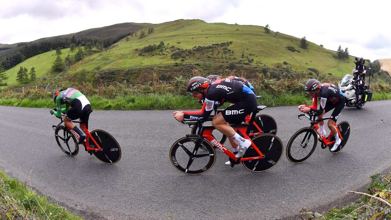 Team time trial for BMC at the 2018 Tour of Britain (Getty)