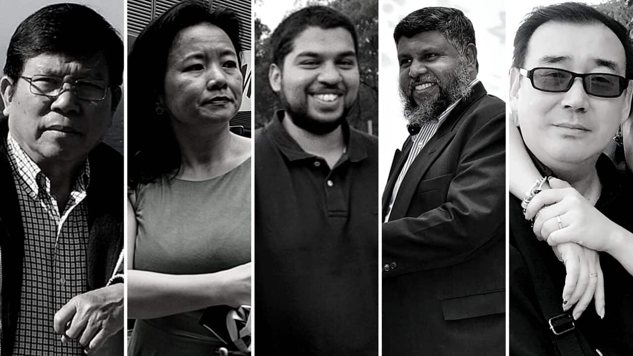 From left to right: Van Kham Chau, Cheng Lei, Ismail Talib, Lukman Thalib, and Yang Hengjun.