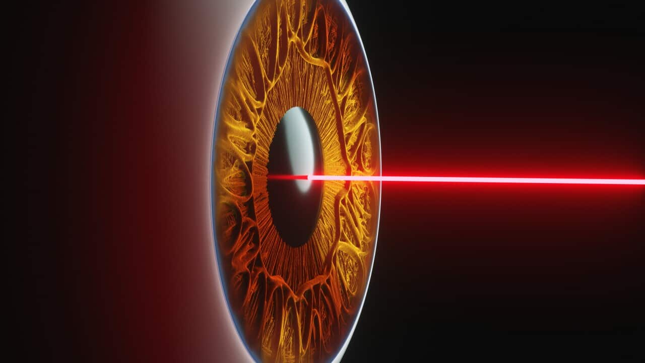 Laser scanning of the human eye with high detail of the iris.