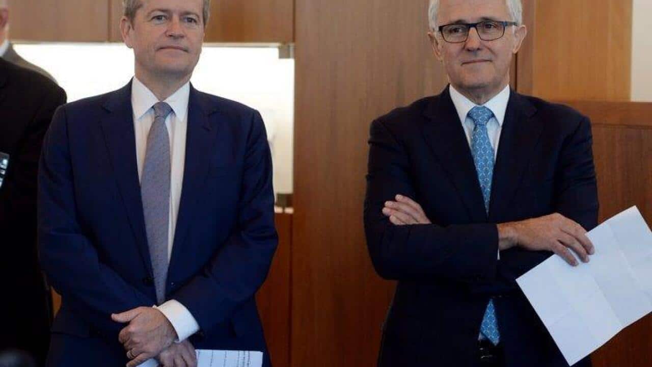 Turnbull and shorten head to head in eleciton campaign.