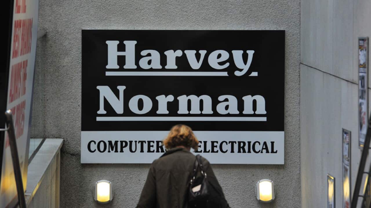 Signage outside a Harvey Norman retail store
