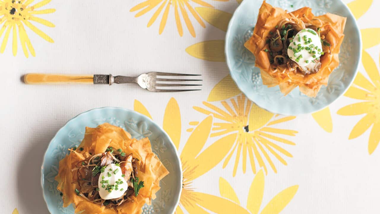 Mushroom and hazelnut tarts