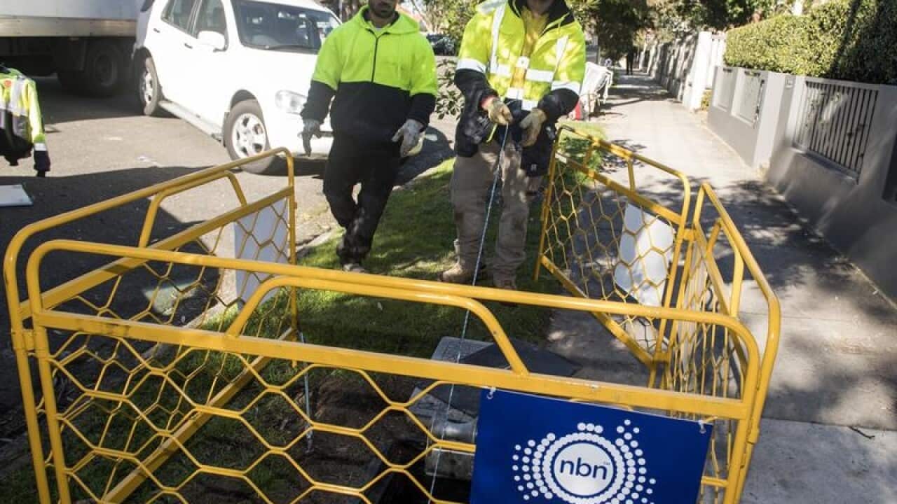 Contractors working with the rollout of the NBN