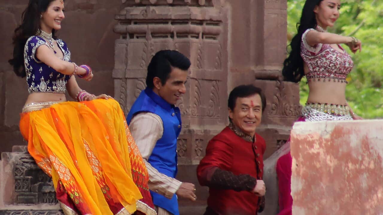 Jackie Chan performs a Bollywood dance number for his new film