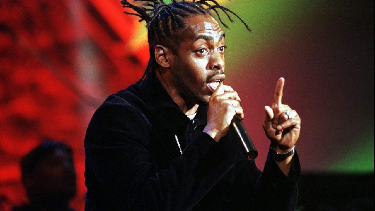 Coolio performs during the California Music Awards in San Francisco in this March 7, 1998, file photo. Coolio's real name is Artis Leon Ivey Jr.