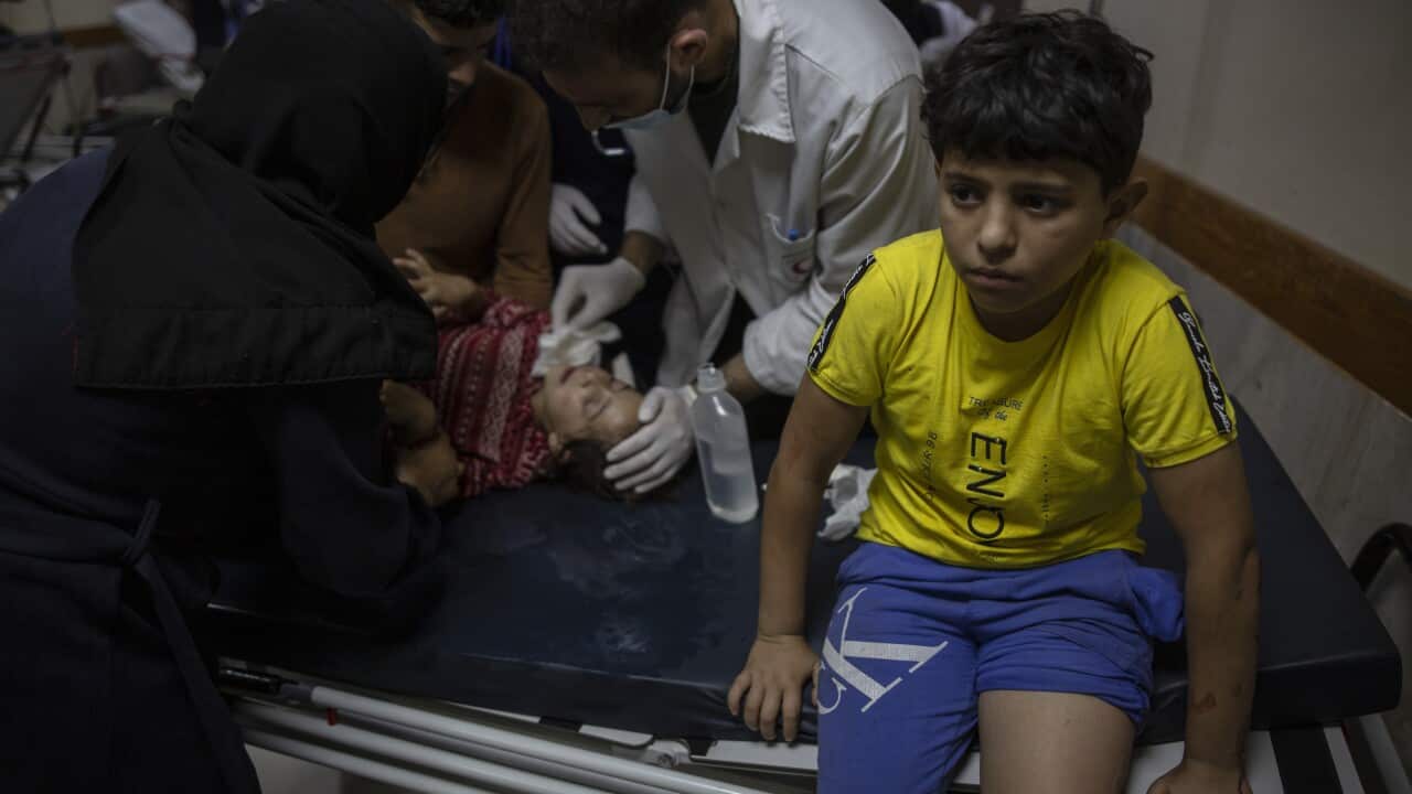 Palestinians receive treatment at the Shifa Hospital after being wounded in an Israeli airstrike in Gaza City, Monday, 17 May, 2021.