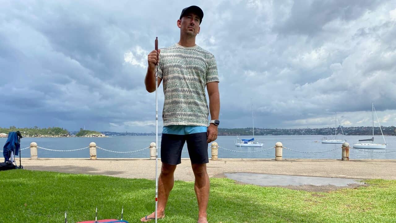 Surfer Matt Formston is vision impaired.