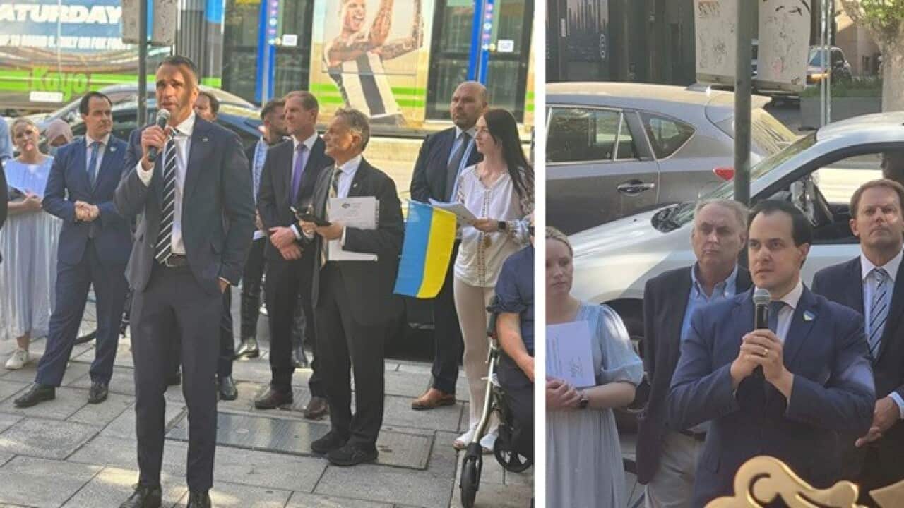 Peter Malinauskas MP, Premier of SA (on the left) and Vincent Tarzia, Leader of the opposition in SA (on the right).jpg