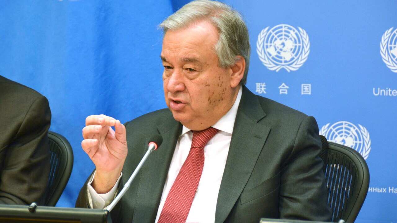 U.N. Secretary General Antonio Guterres speaks at a press conference at the U.N. headquarters in New York