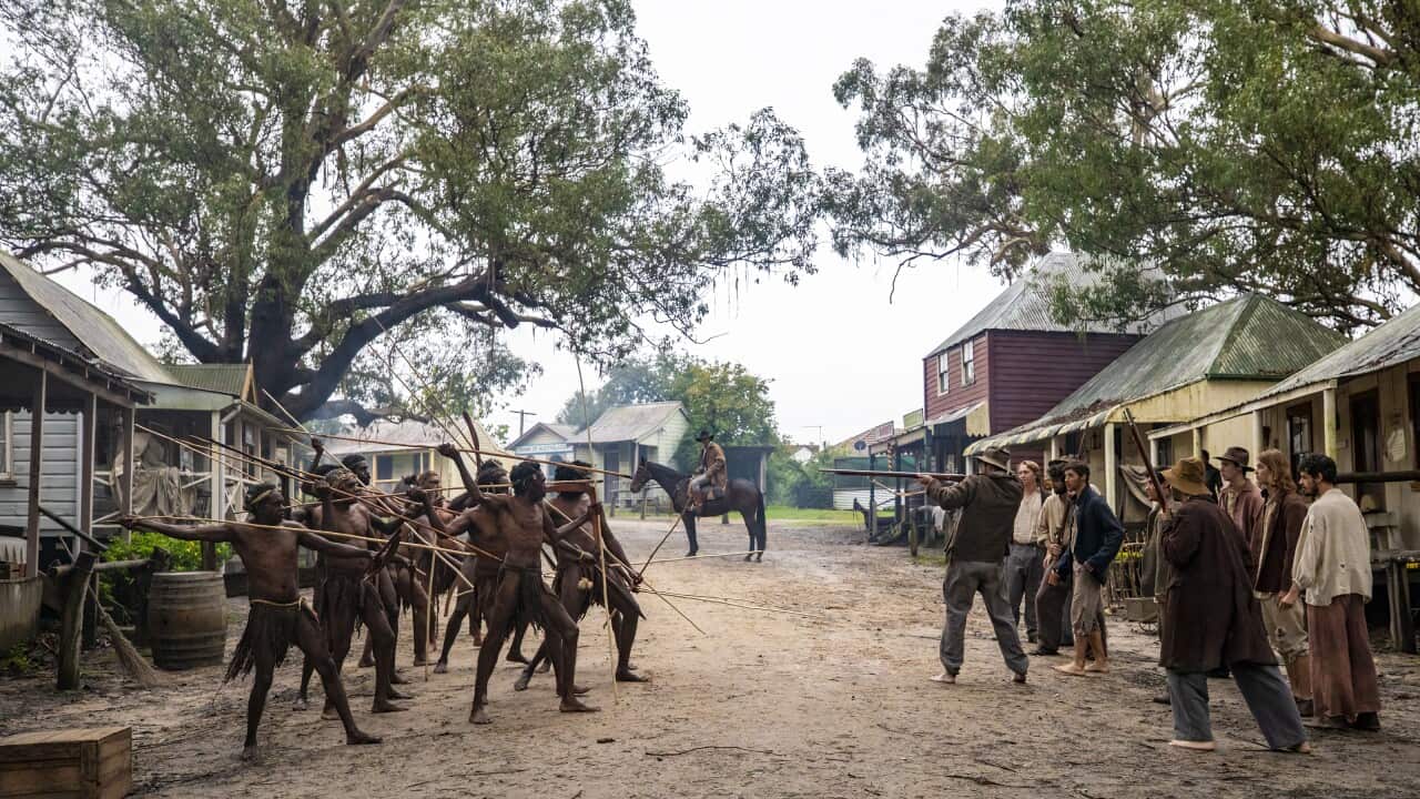 A re-enactment of conflict during early British settlement