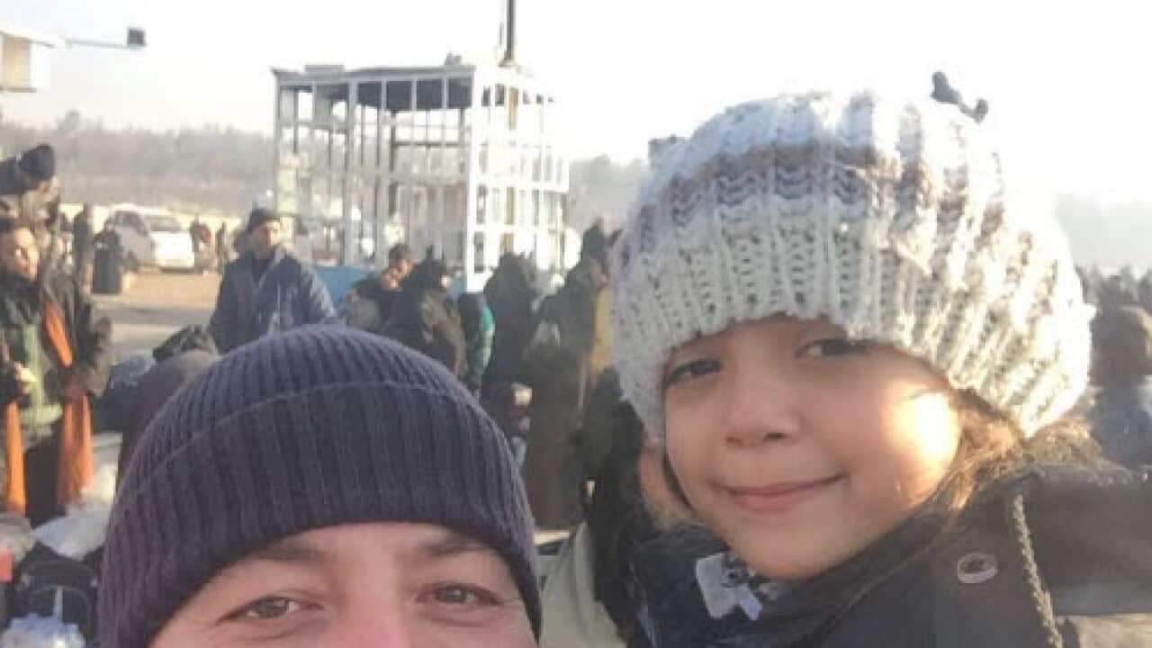 Bana, allegedly with her dad in the countryside outside of Aleppo.
