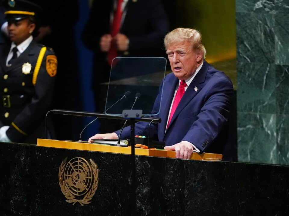 President Donald Trump speaks to the United Nations General Assembly - AAP