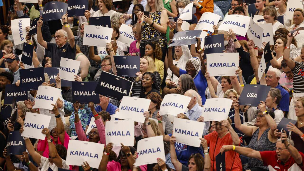 US Vice President Kamala Harris campaigns in Milwaukee, Wisconsin