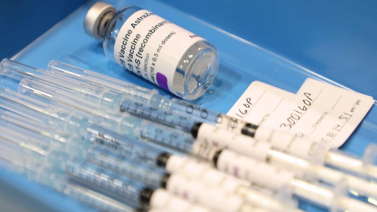 Drawn up syringes containing the AstraZeneca COVID-19 vaccine